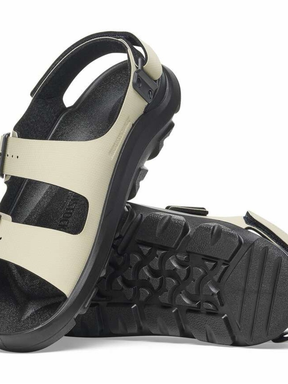 Birkenstock Cream and Black Sandals - Comfortable Strappy Footwear